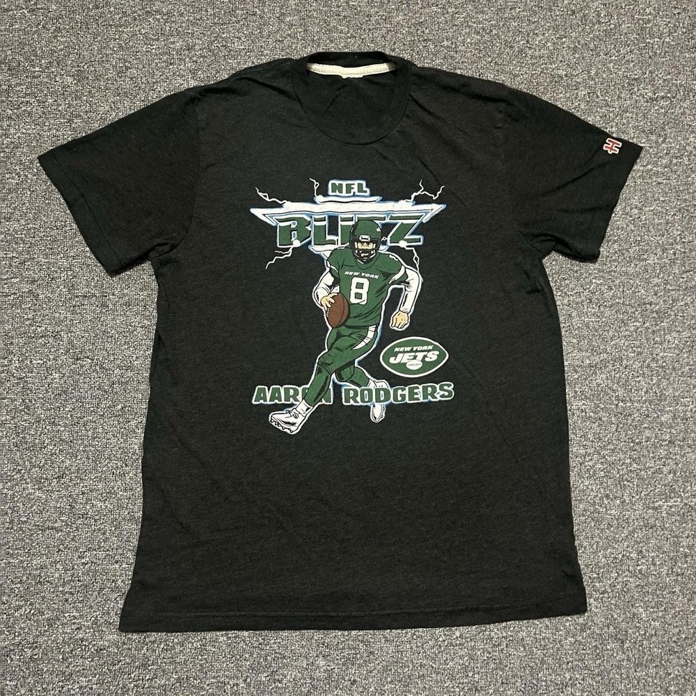 NFL Aaron Rodgers New York Jets‎ Graphic T Shirt Mens Black Short Sleeve M
